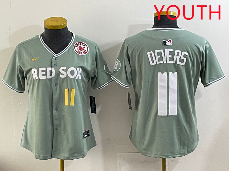 Youth 2025 Boston Red Sox 11 Devers Light Green Joint Name Nike MLB Jersey style 15